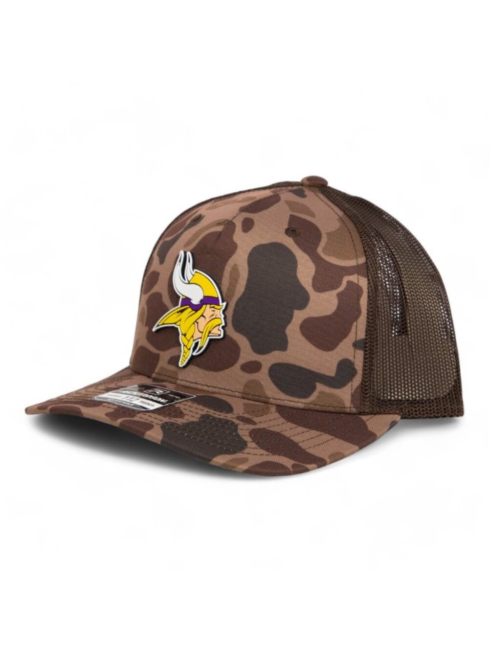 Minnesota Vikings 3D Snapback Trucker Hat- Bark Duck Camo/ Brown